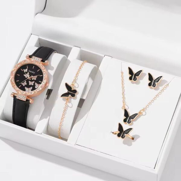 Women Watch Ring Necklace Earrings Bracelet Set (No Box)